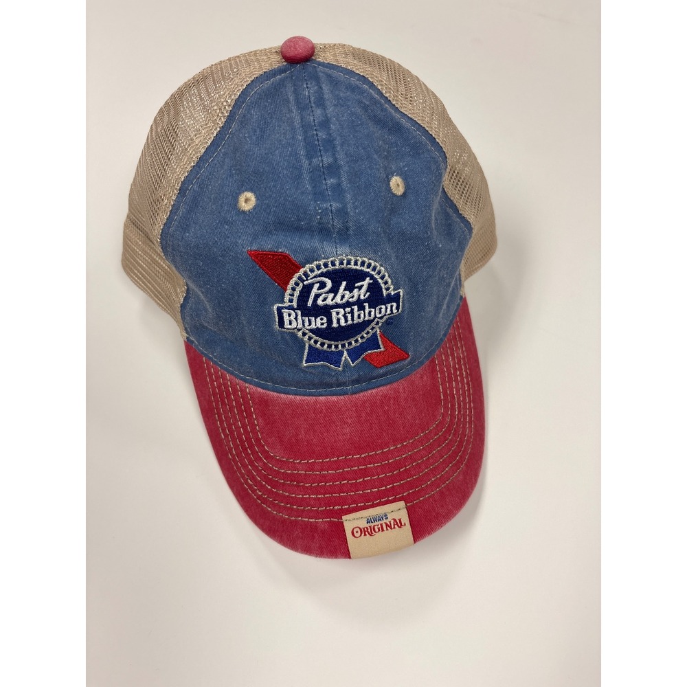 Pabst Blue Ribbon PBR Trucker Hat Red Blue Mesh Snapback Always Original Cap